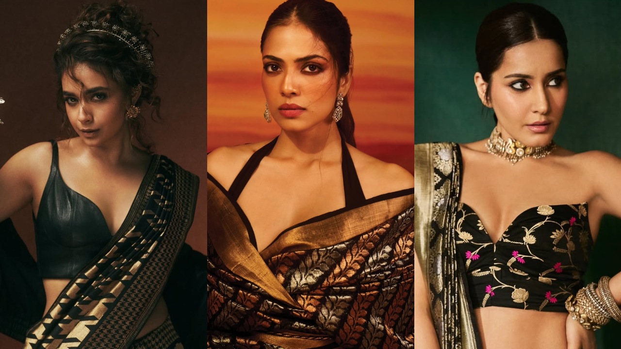Keerthy Suresh, Malavika Mohanan, Raashii Khanna Slay Black Silk Saree Looks 1