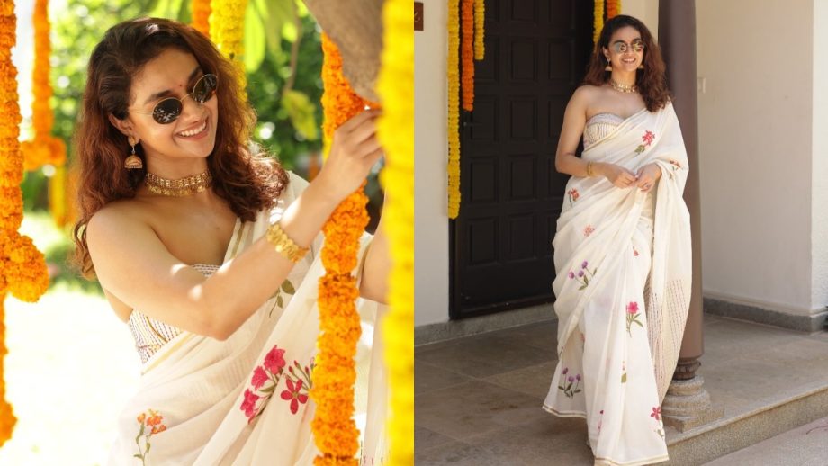 Keerthy Suresh To Tamannaah Bhatia—White Saree To Elevate The Auspicious Occasion Of Onam 1