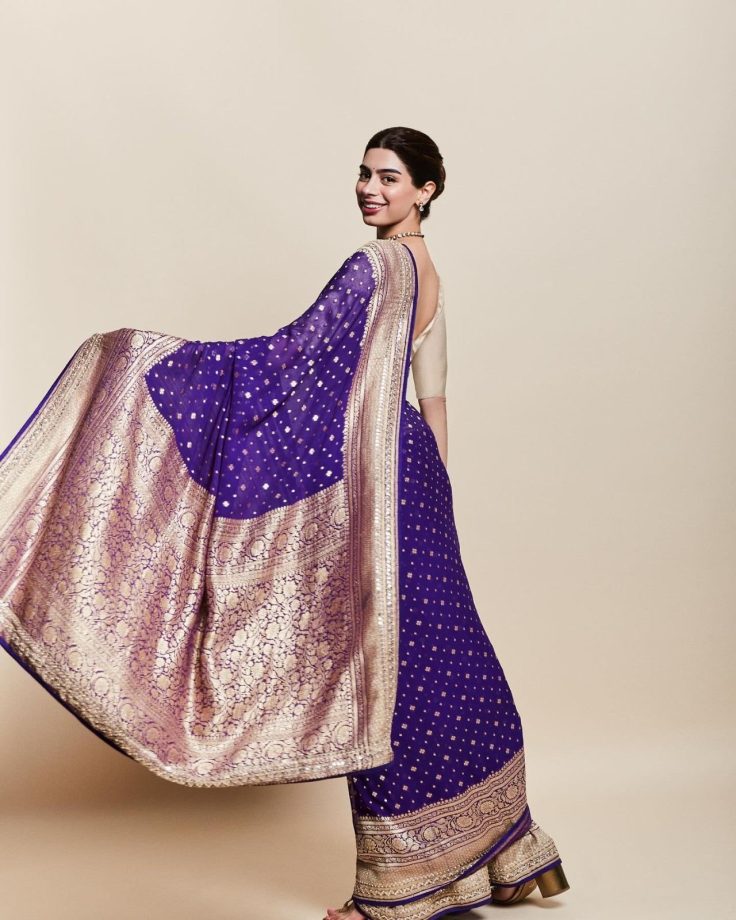 Khushi Kapoor, Ananya Panday, Huma Qureshi Prove Dark Blue Sarees Perfect Independence Day Looks 1