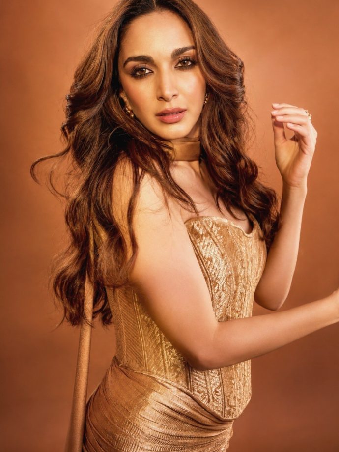 Kiara Advani’s Toxic Event Look: Golden Corset Top, Draped Saree-Style Skirt Serves Glamour 1