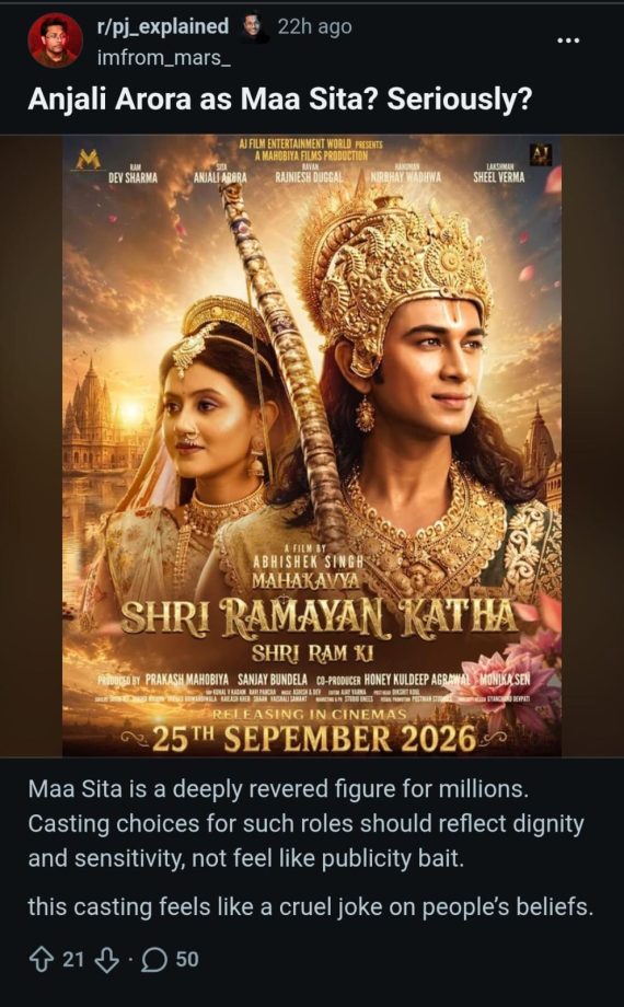 Mahakavya Shri Ramayan Katha: Anjali Arora's Sita Role Triggers Massive Online Backlash 1