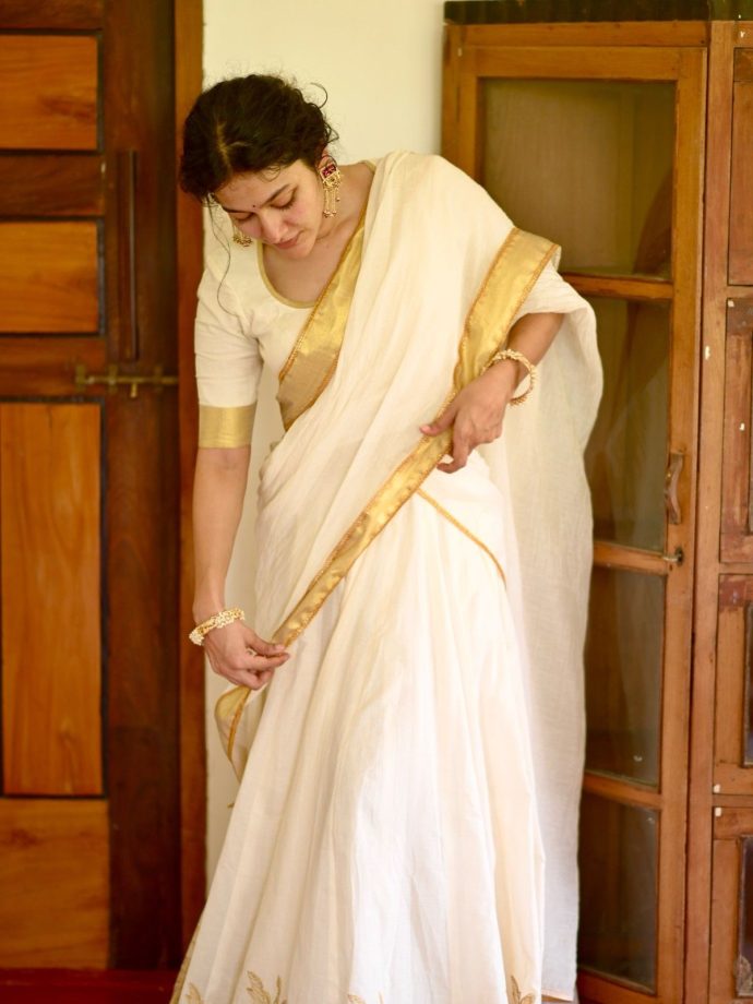 Malayalam Actress Anarkali Nazar Channels Her Desi Charm In Kasavu Half Saree—See Pics 1