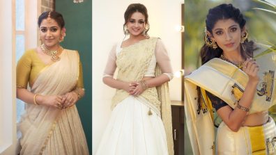 Mollywood Actresses’ Kasavu Half Saree Looks Bring Timeless Onam Fashion Inspiration