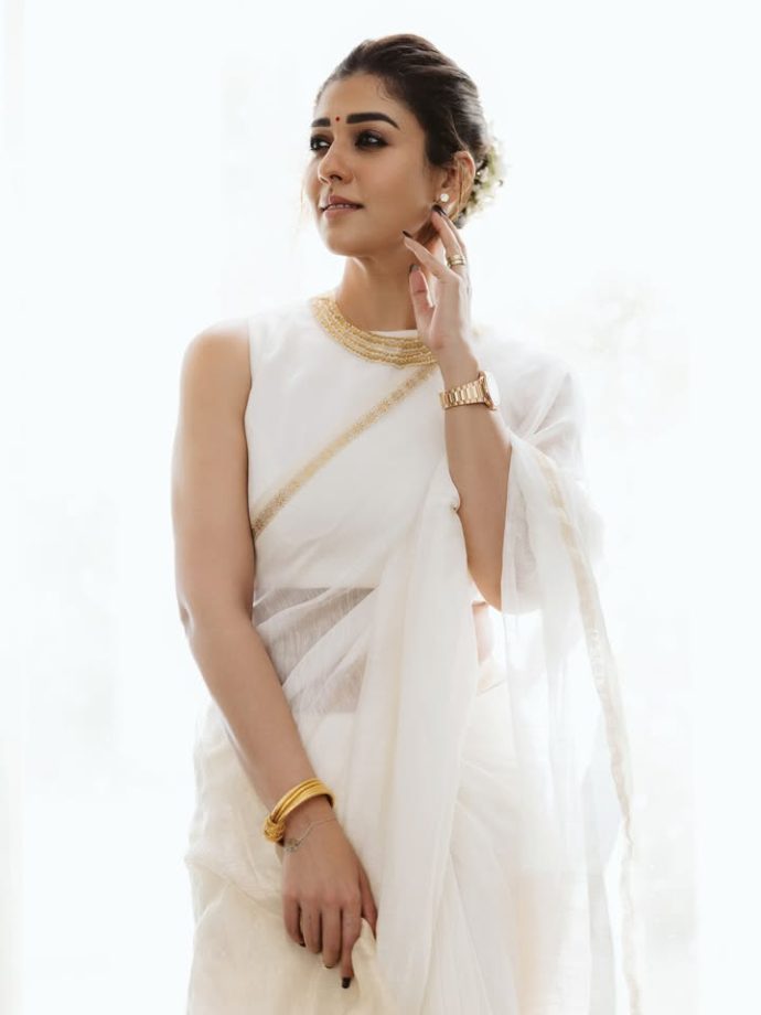 Nayanthara Onam Fashion Goals: Lightweight White Saree, Gold Accessories 1