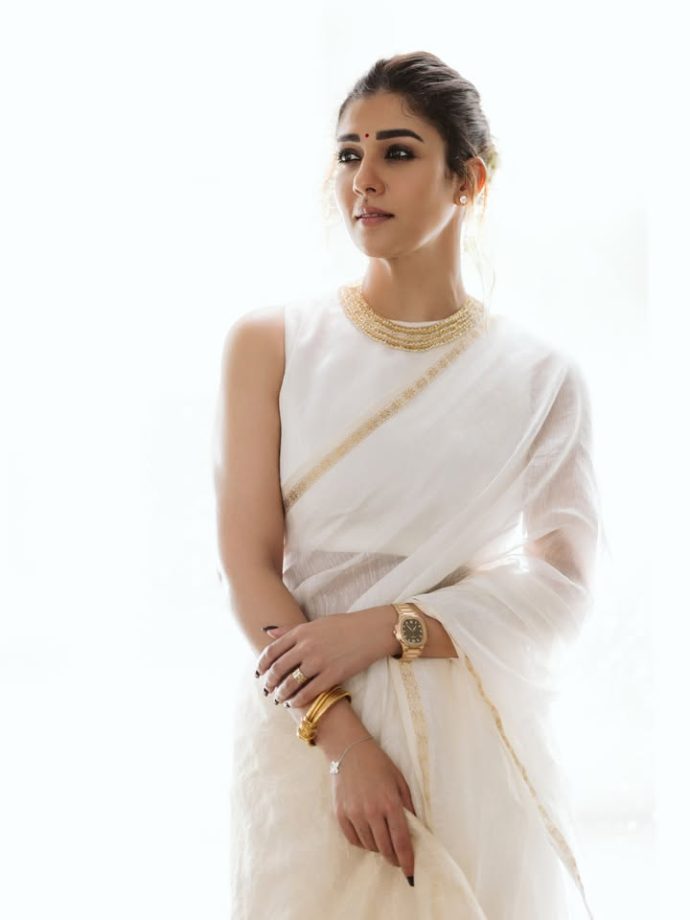 Nayanthara Onam Fashion Goals: Lightweight White Saree, Gold Accessories 1