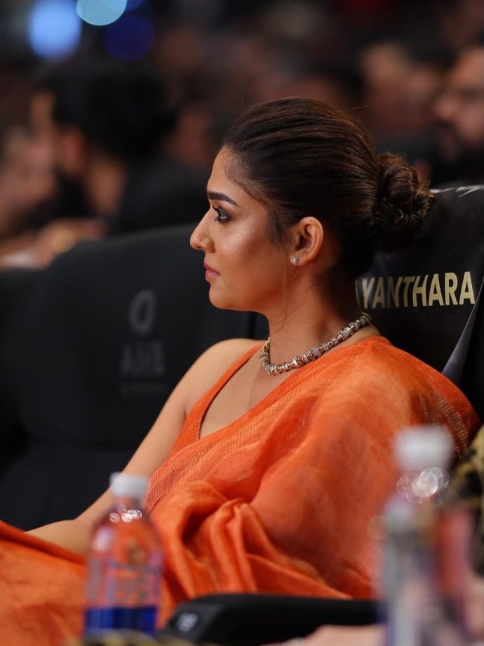 Nayanthara Stuns Custom-Made Neela Tissue Saree Toxic Trailer Launch 1