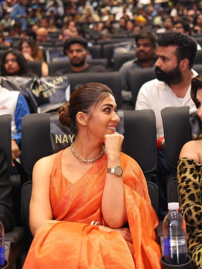 Nayanthara Stuns Custom-Made Neela Tissue Saree Toxic Trailer Launch 1