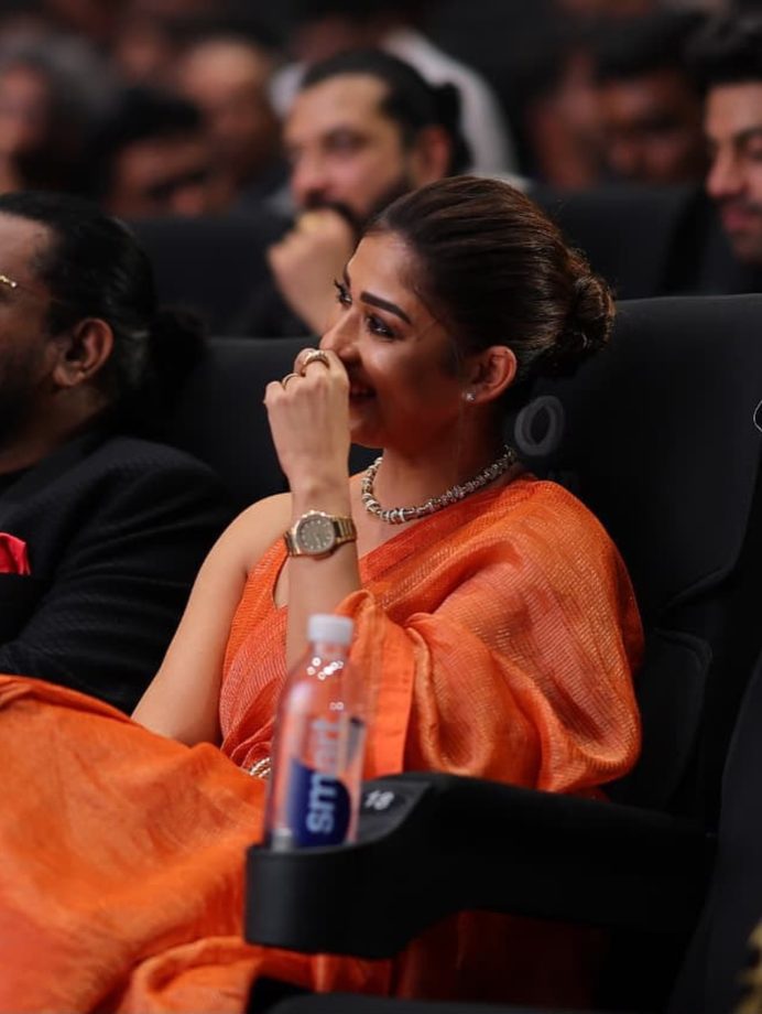 Nayanthara Stuns Custom-Made Neela Tissue Saree Toxic Trailer Launch 1