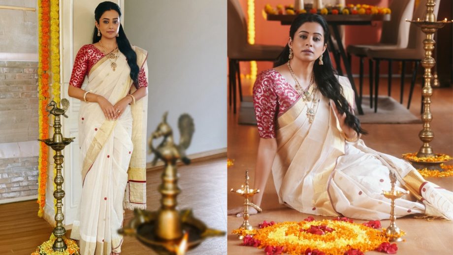Onam 2026: Kalyani Priyadarshan, Malavika Mohanan, Anupama Parameswaran, Priyamani; Shares Rangoli Designs to Saree Looks 1