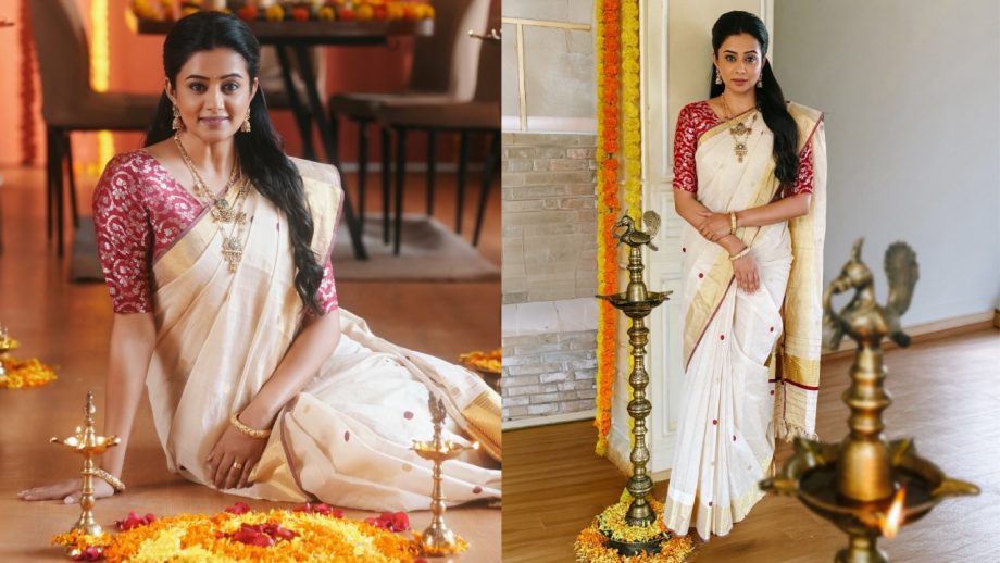 Onam 2026: Kalyani Priyadarshan, Malavika Mohanan, Anupama Parameswaran, Priyamani; Shares Rangoli Designs to Saree Looks 1