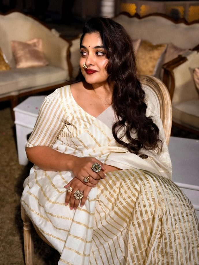 Raashii Khanna, Nivetha Thomas, Aishwarya Lekshmi Serve White Saree for Onam Fashion Inspiration 1