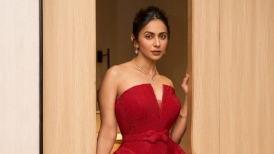 Rakul Preet Singh Exudes Hollywood Glamour Red Strapless Gown, Highlighted Hair