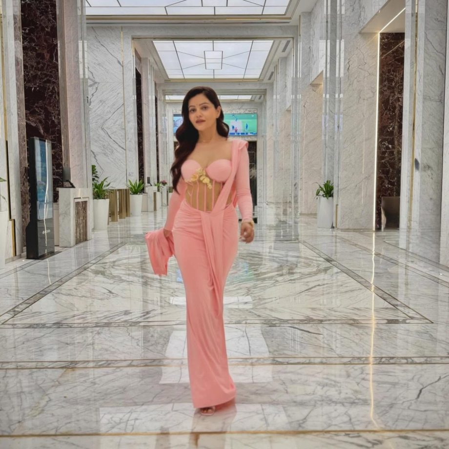 Rubina Dilaik Stuns Pink Gown, Shimmer Corset Glam 1