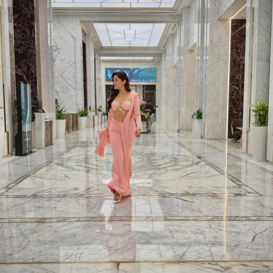 Rubina Dilaik Stuns Pink Gown, Shimmer Corset Glam 1