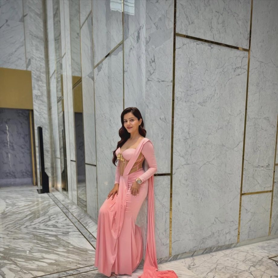 Rubina Dilaik Stuns Pink Gown, Shimmer Corset Glam 1