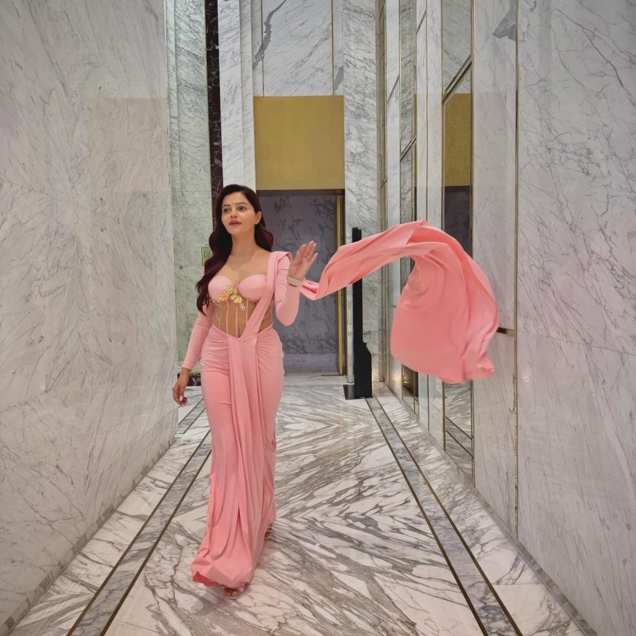 Rubina Dilaik Stuns Pink Gown, Shimmer Corset Glam 1