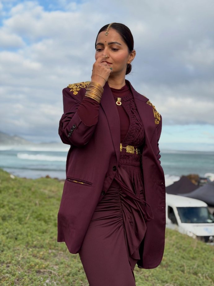 Rubina Dilaik’s Maroon Outfit Is a Perfect Blend of Regal Glamour and Modern Style 1