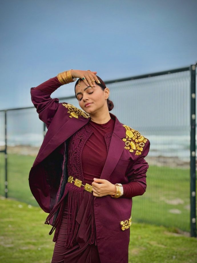 Rubina Dilaik’s Maroon Outfit Is a Perfect Blend of Regal Glamour and Modern Style 1