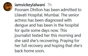 Senior Actor Poonam Dhillon Hospitalized In Mumbai—Here's What Happened 1