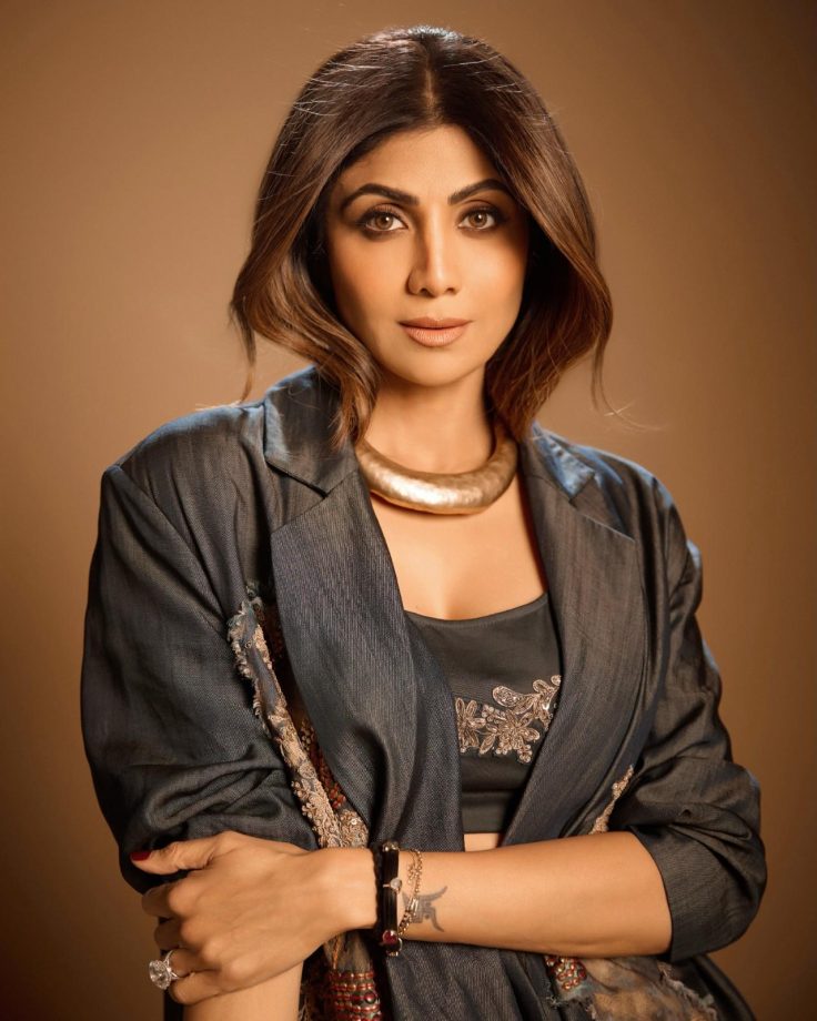 Shilpa Shetty Edgy Glamour Black Embroidered Co-Ord Set 1