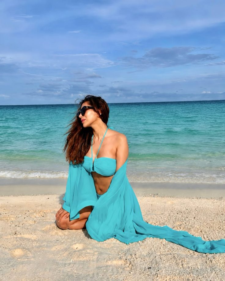 Sophie Choudry Phuket Beachwear Vibrant Turquoise Bikini Glam 1