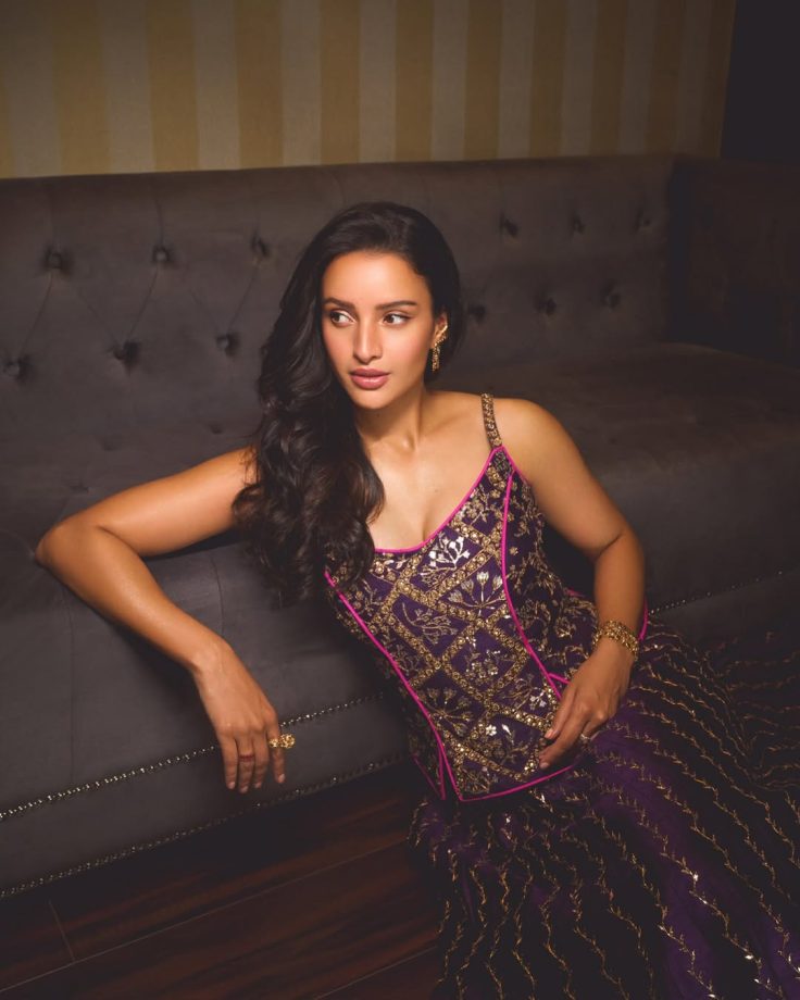Triptii Dimri Looks Majestic in Purple Noor Lehenga by Punit Balana 1
