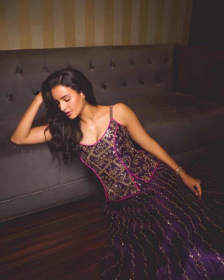 Triptii Dimri Looks Majestic in Purple Noor Lehenga by Punit Balana 1