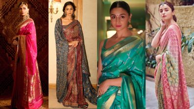 Alia Bhatt’s Handloom Saree Collection Is Perfect For Ganpati Puja, From Ajrakh To Bandhej And Banarasi