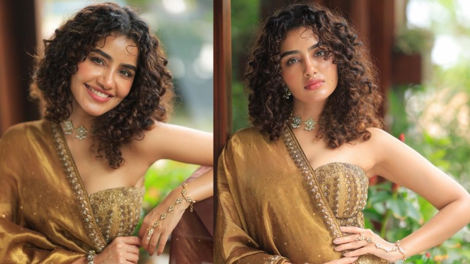 Anupama Parameswaran Golden Lehenga Set: Stunning Festive Look 1