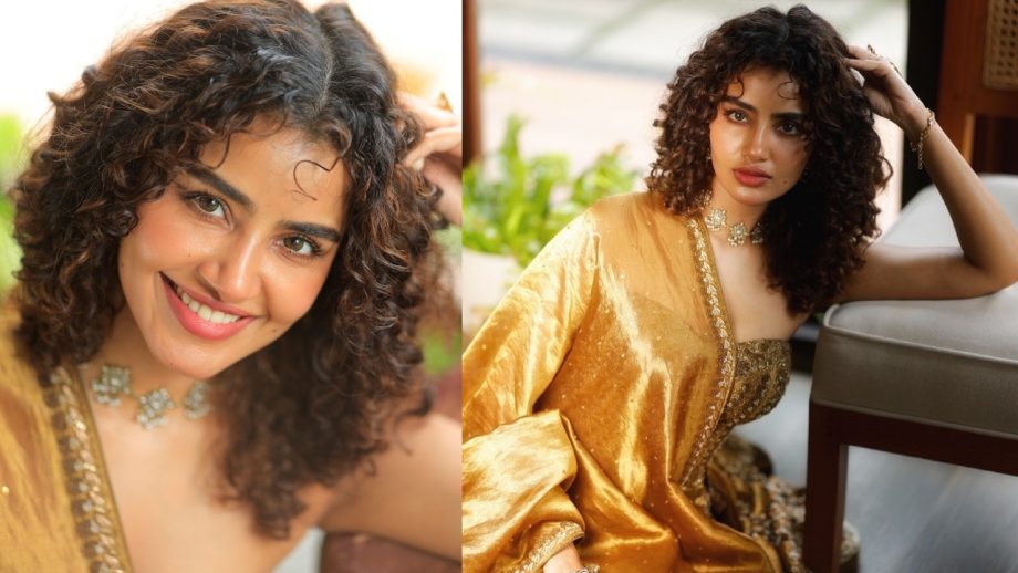 Anupama Parameswaran Golden Lehenga Set: Stunning Festive Look 1