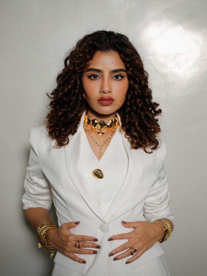 Anupama Parameswaran White Power Suit Look 1