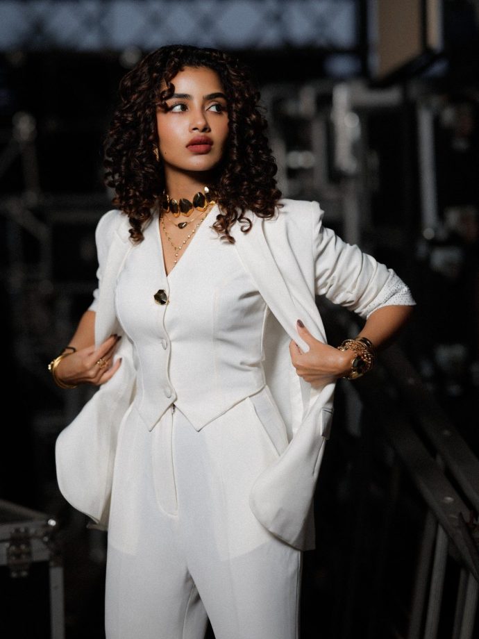 Anupama Parameswaran White Power Suit Look 1