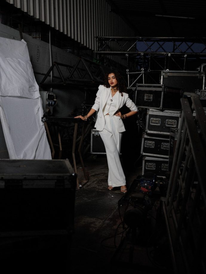 Anupama Parameswaran White Power Suit Look 1