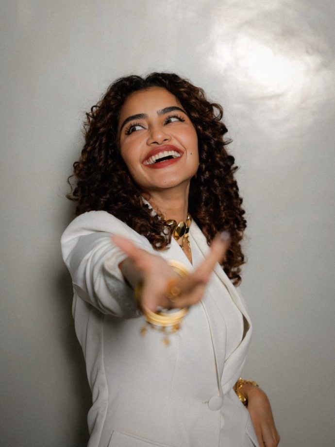 Anupama Parameswaran White Power Suit Look 1