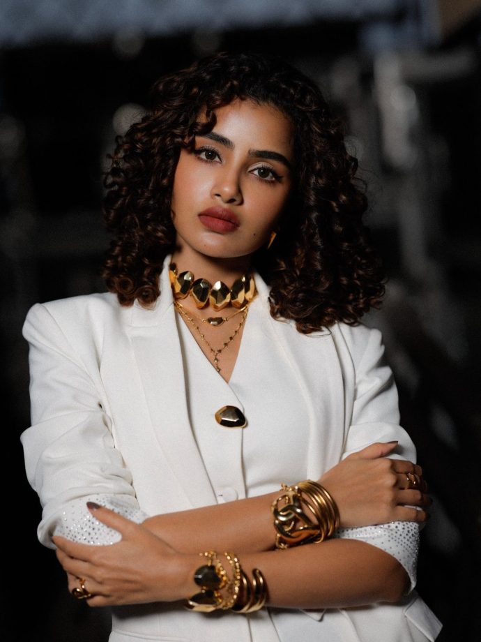 Anupama Parameswaran White Power Suit Look 1