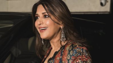Sonali Bendre Black V-Neck Satin Top Look Is A Perfect Blend Of Casual & Ethnic Style