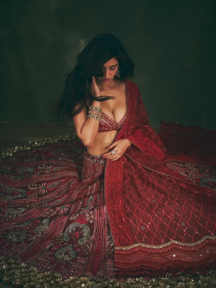Disha Patani Looks Smoking Hot In Red Lehenga 1