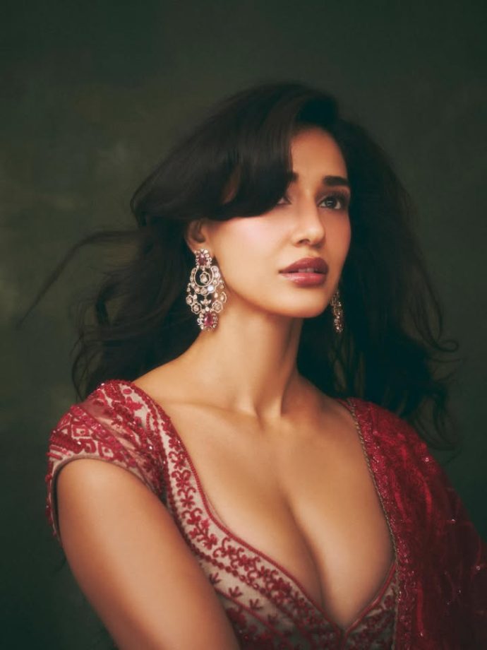 Disha Patani Looks Smoking Hot In Red Lehenga 1