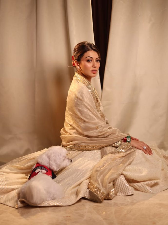 Hansika Motwani Ethnic Look Exudes Regal Charm In Ivory Anarkali Sharara 1