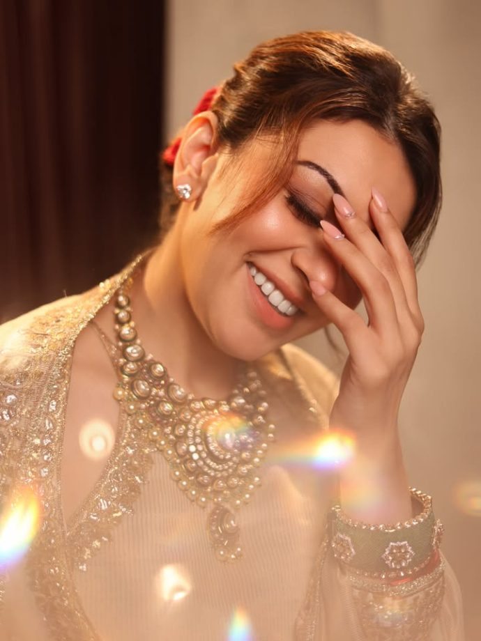 Hansika Motwani Ethnic Look Exudes Regal Charm In Ivory Anarkali Sharara 1