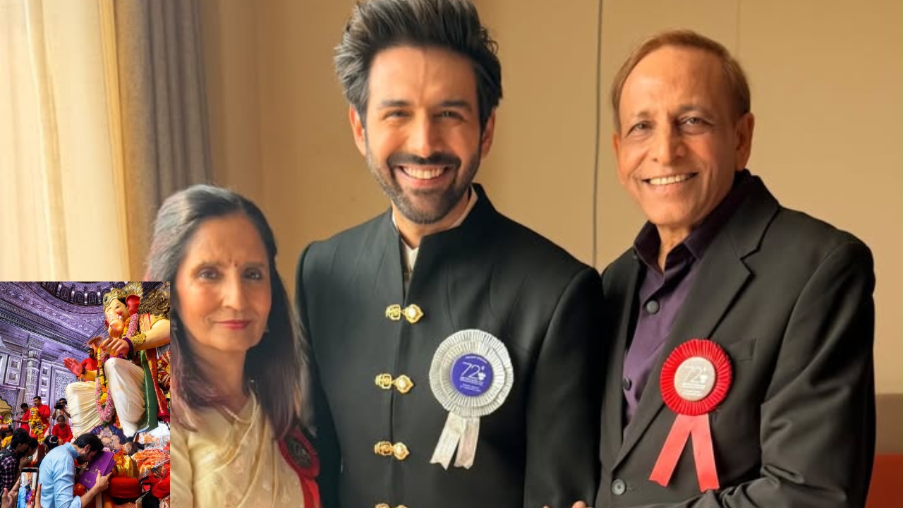 Kartik Aaryan Bows Before Lalbaugcha Raja, Seeks Blessings With His 1st National Film Award: See Pics 1