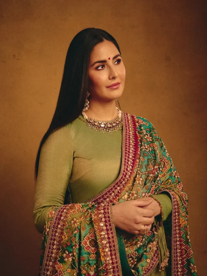 Katrina Kaif Ganpati Look: Green Anarkali, Multicolored Dupatta 1