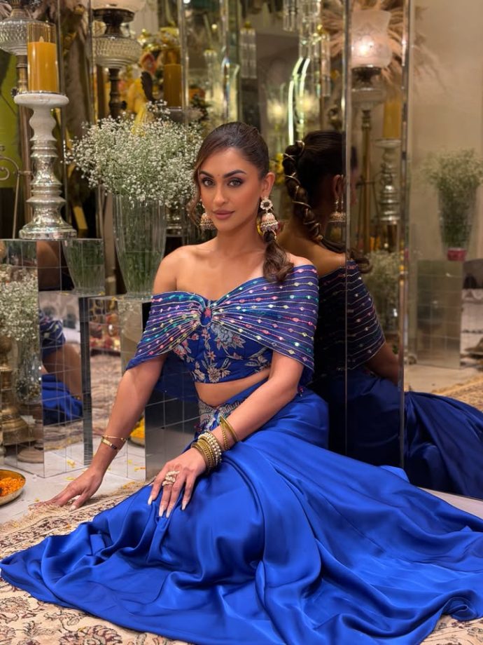 Krystle Dsouza Serves Royal Blue Festive Glam in Crop Top and Skirt 1