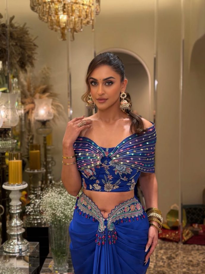 Krystle Dsouza Serves Royal Blue Festive Glam in Crop Top and Skirt 1