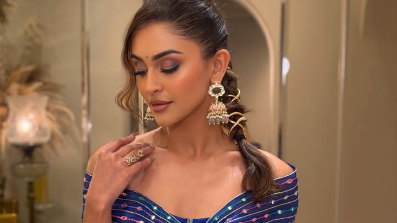 Krystle Dsouza Serves Royal Blue Festive Glam in Crop Top and Skirt 1