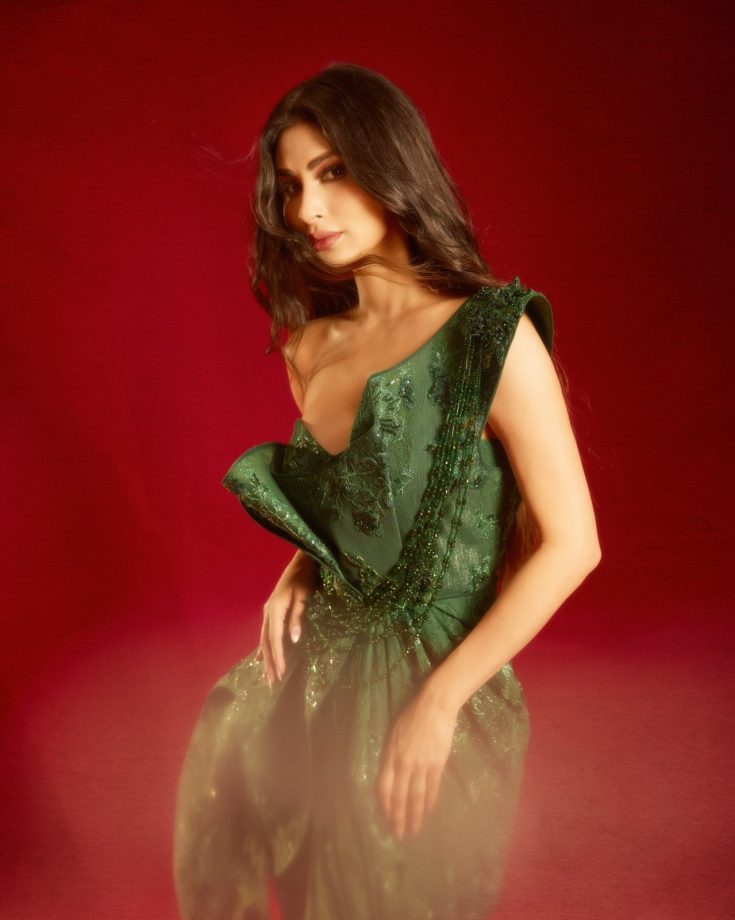 Mouni Roy Goes All-Out Glam In Emerald Green Gown 1