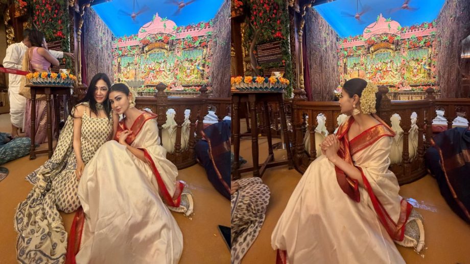 Mouni Roy Janmashtami Look Brings Elegant Ethnic Vibes At The Mandir 1