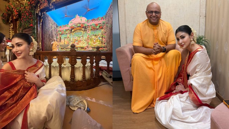 Mouni Roy Janmashtami Look Brings Elegant Ethnic Vibes At The Mandir 1