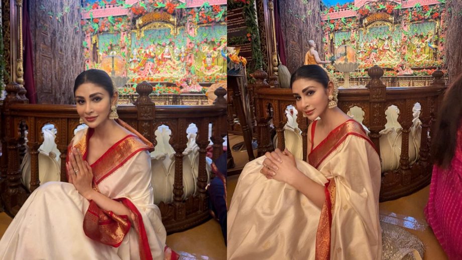 Mouni Roy Janmashtami Look Brings Elegant Ethnic Vibes At The Mandir 1
