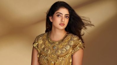 Navya Nanda Shimmers In Golden Abu Jani Sandeep Khosla Mini Dress